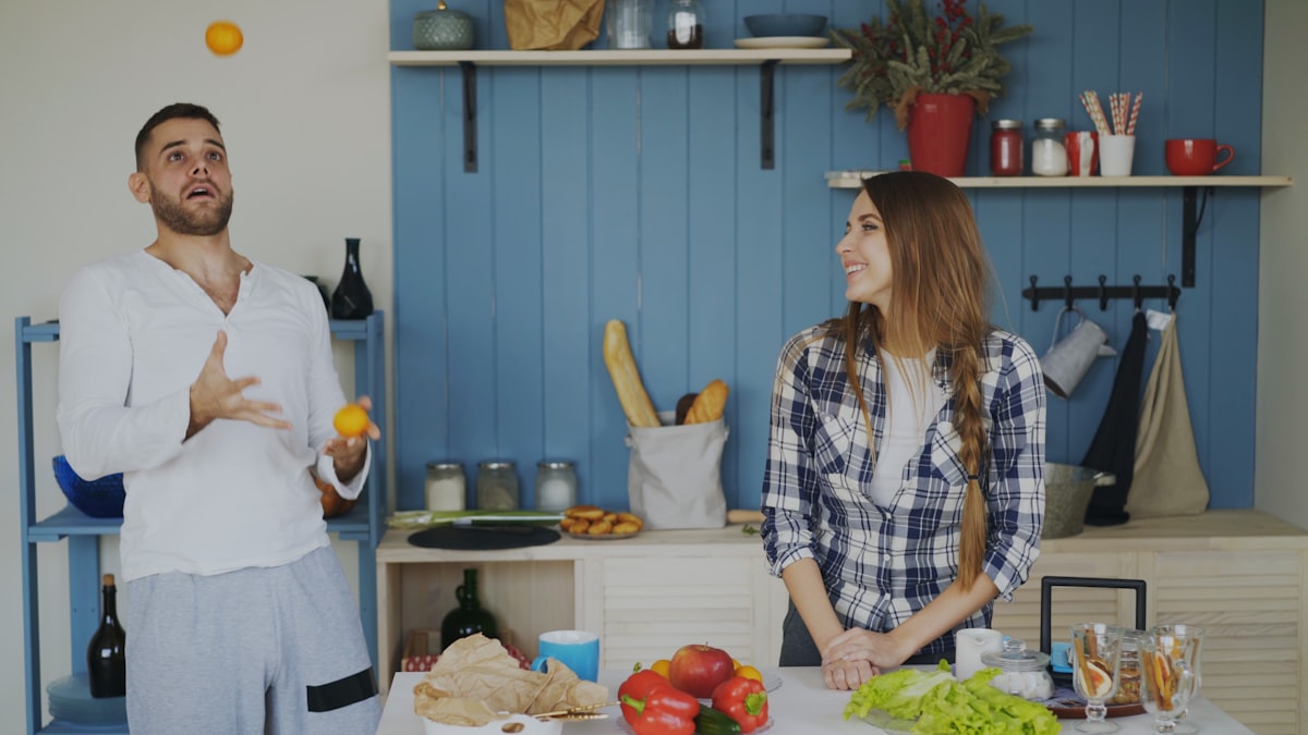 Healthy cooking preparation with fresh ingredients